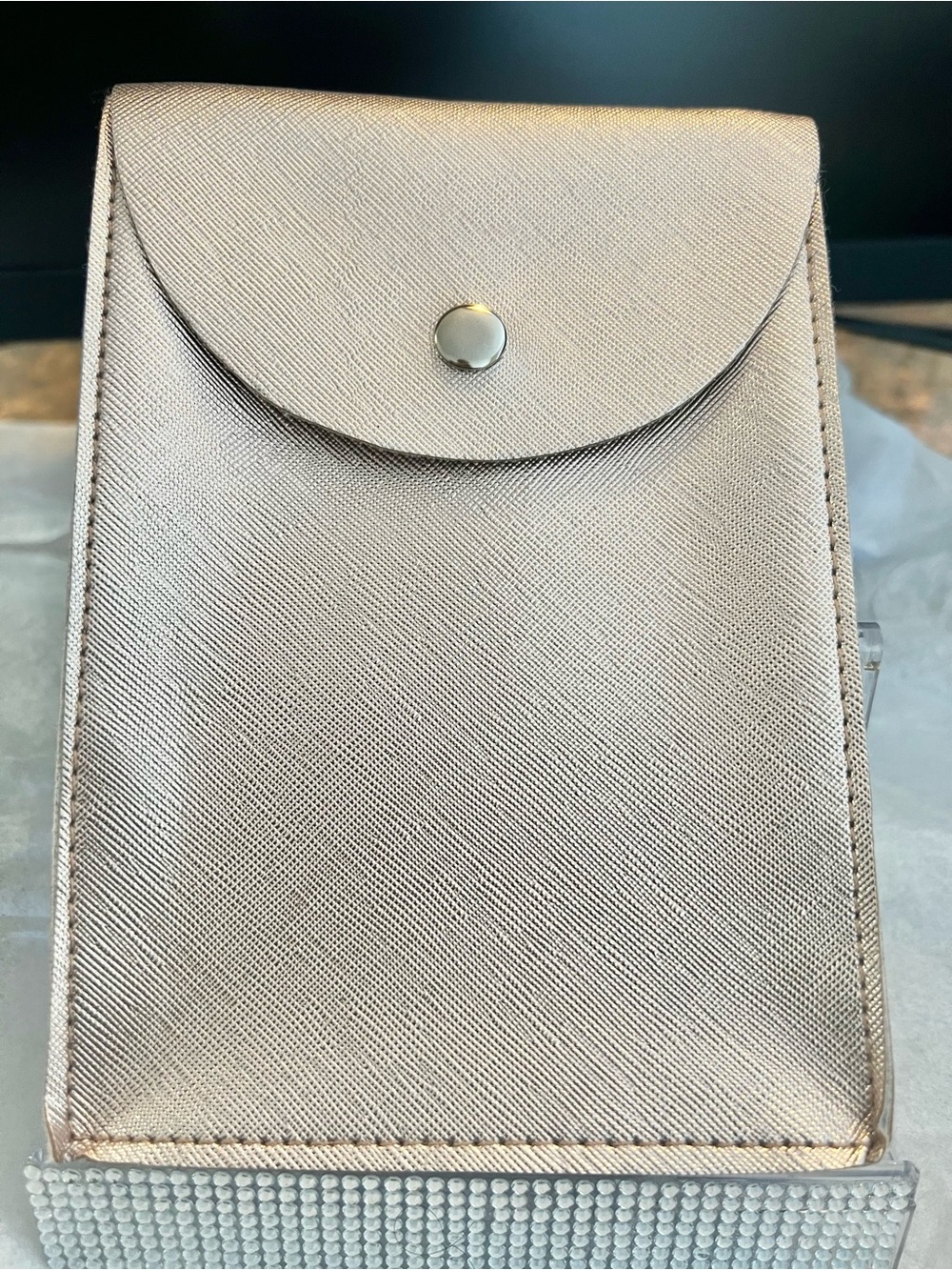 Metallic Rose Gold Saffiano Crossbody Pouch NWT
